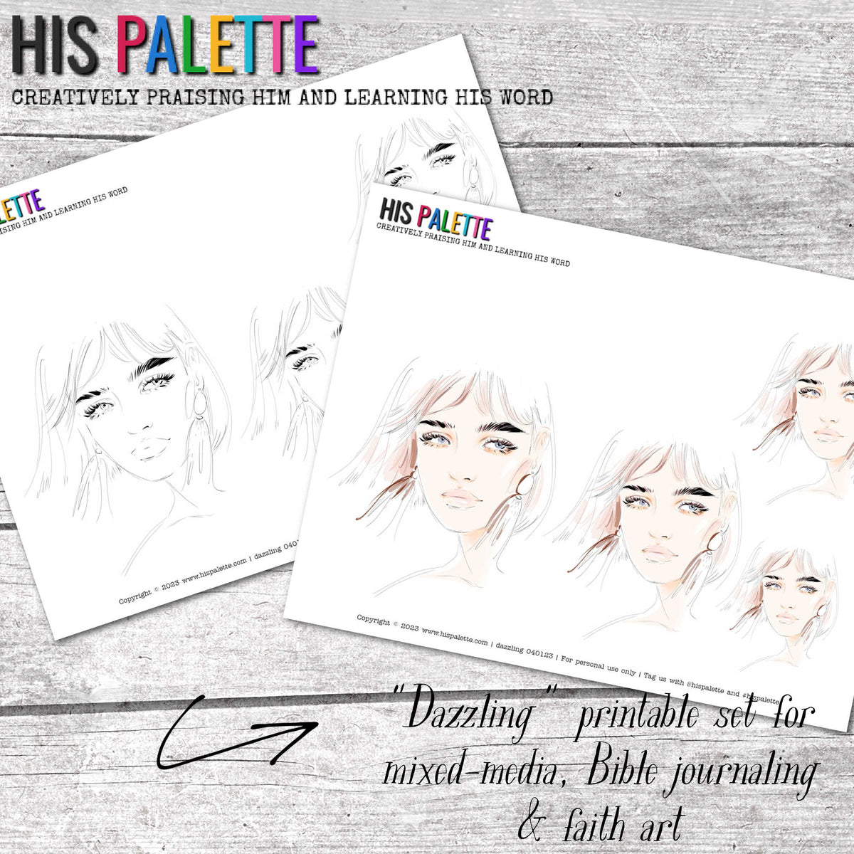 Dazzling printable set for mixed-media, Bible journaling and faith art ...
