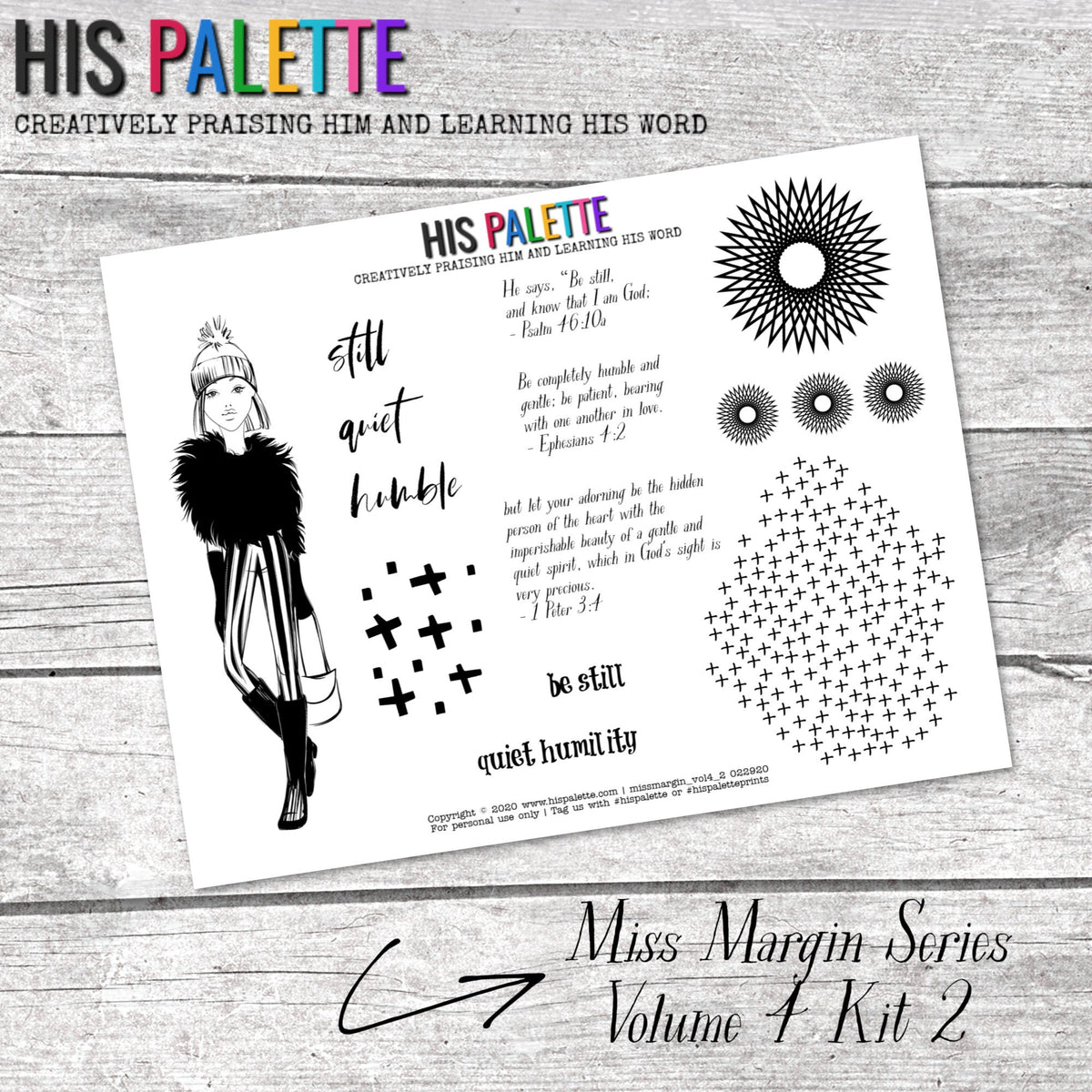 His Palette - Miss Margin Series printable for mixed-media, Bible jour