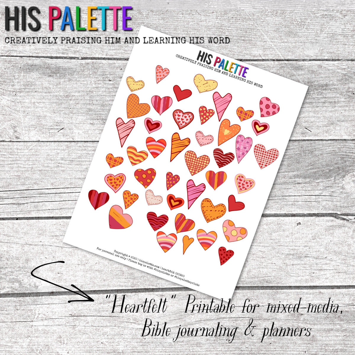 Heartfelt printable for mixed-media, Bible journaling and faith art ...