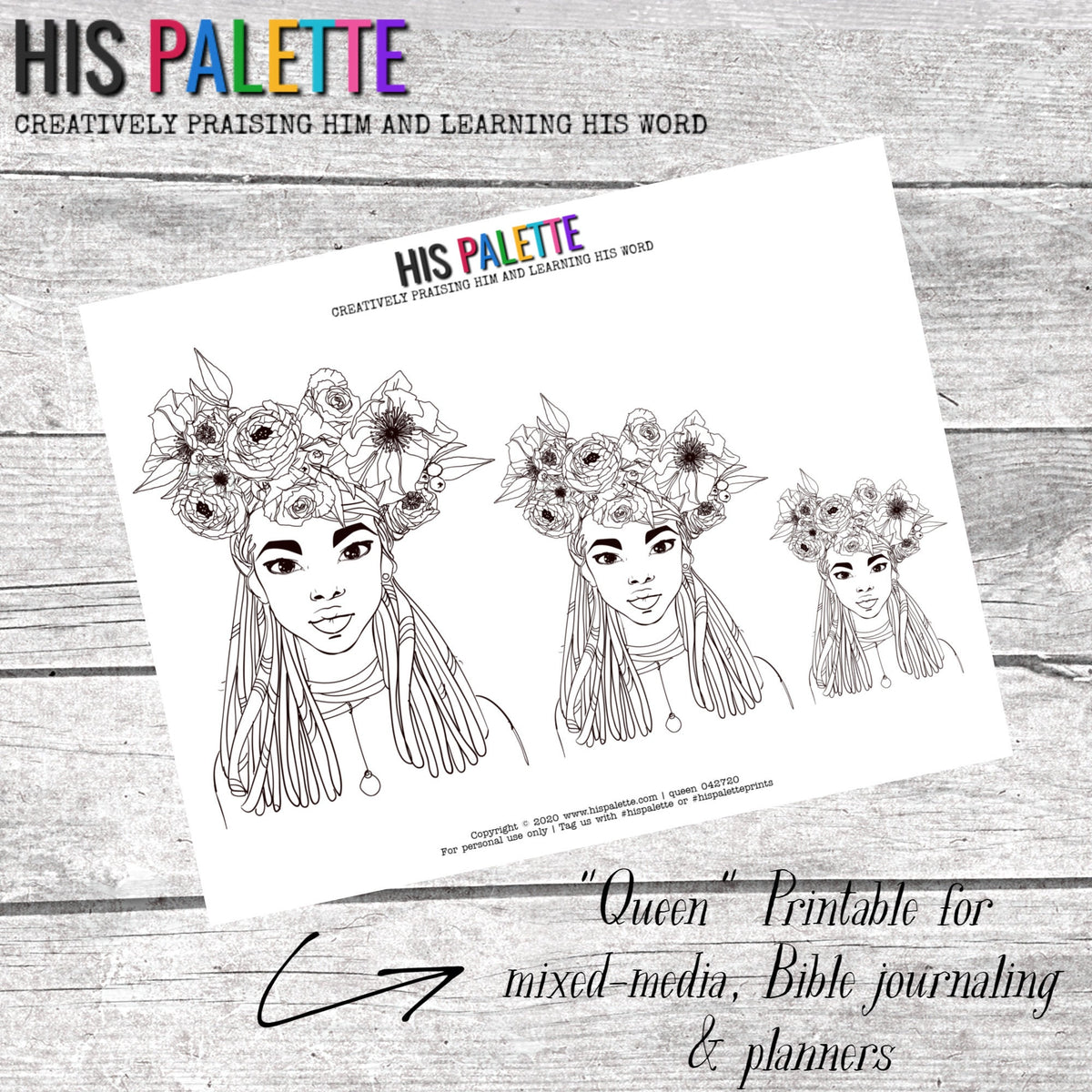 Queen printable for mixed-media, Bible journaling and planners – His ...