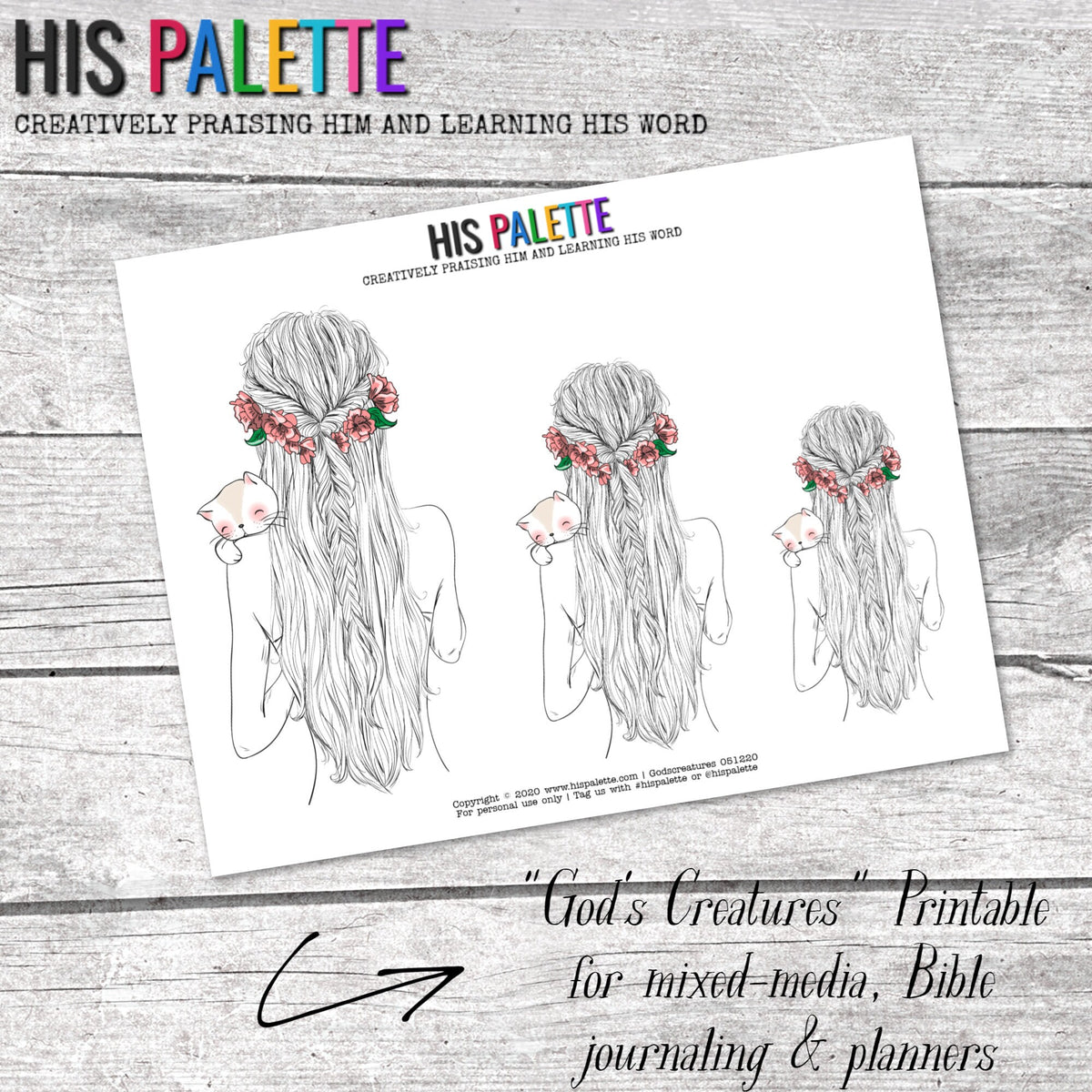 God's Creatures printable for mixed-media, Bible journaling and planne ...