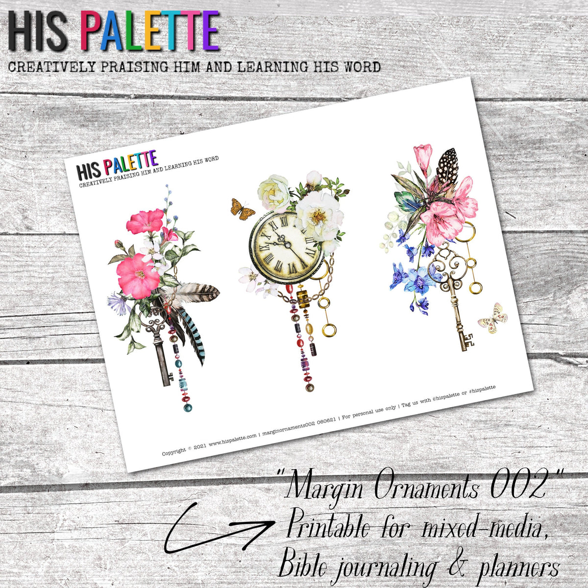 Margin Ornaments 002 printable for mixed-media, Bible journaling and p ...