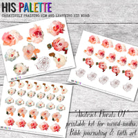 Abstract Florals 01 printable for mixed-media, Bible journaling and faith art