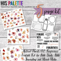 Abstract Florals 02: Forgiveness printable kit for mixed-media, Bible journaling and faith art