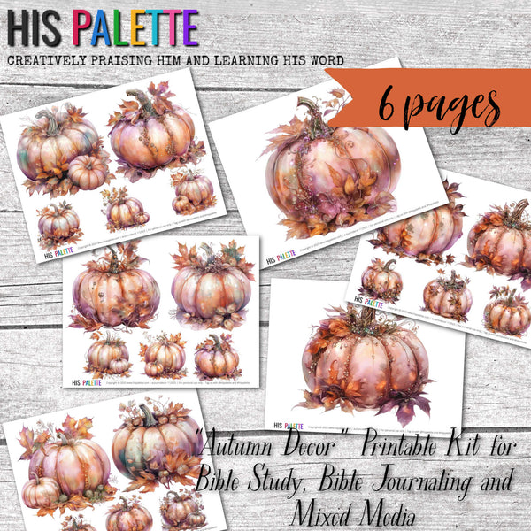 Autumn Decor printable kit for mixed-media, Bible journaling and faith art