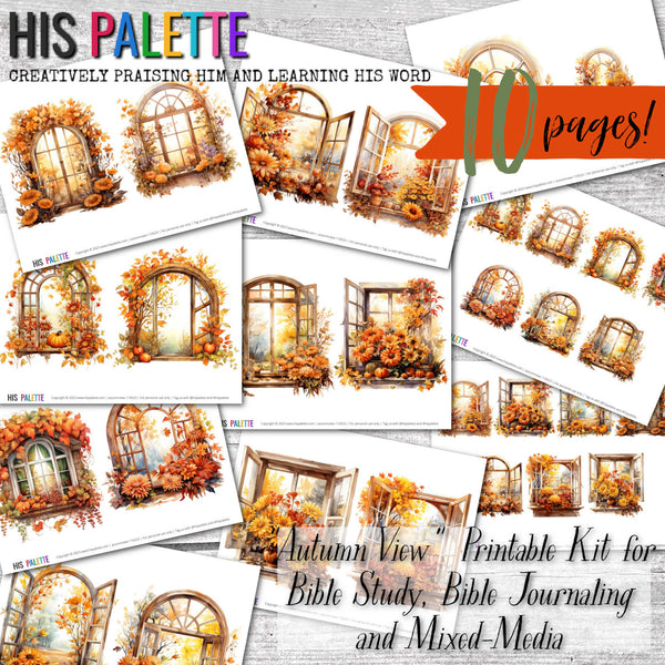 Autumn View printable kit for mixed-media, Bible journaling and faith art