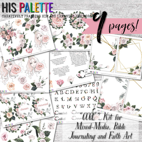 CCCC printable kit for mixed-media, Bible journaling and faith art
