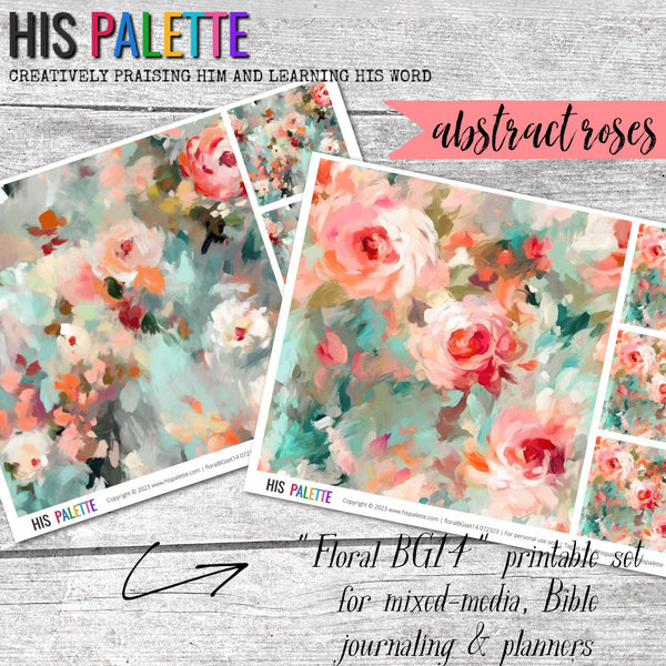 Floral BG14 printable set for mixed-media, Bible journaling and faith art