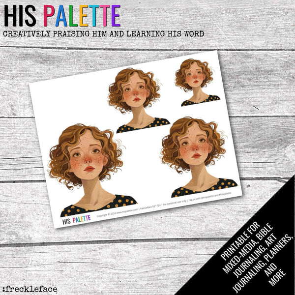 Freckle Face printable for mixed-media, Bible journaling and faith art