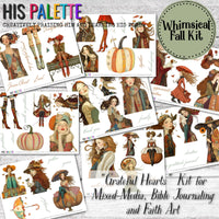 Grateful Hearts printable kit for mixed-media, Bible journaling and faith art