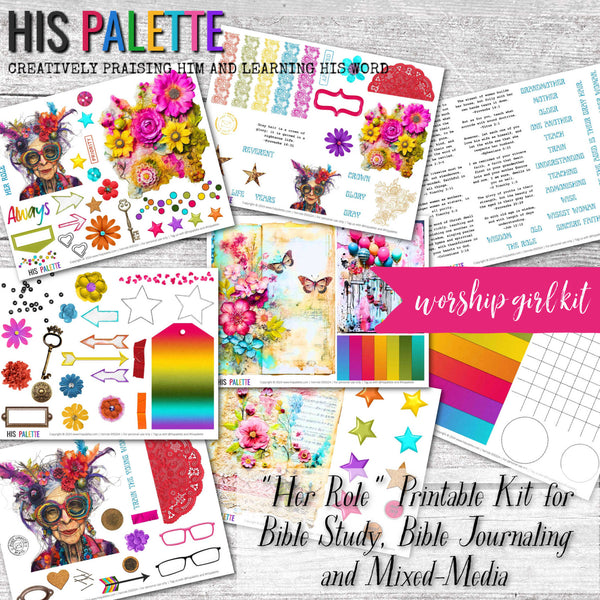 Her Role printable kit for mixed-media, Bible journaling and faith art