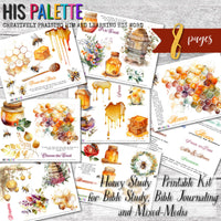 Honey Study printable kit for mixed-media, Bible journaling and faith art