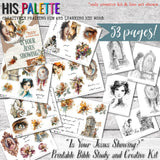 Is Your Jesus Showing? 53-page printable study & kit for Bible journaling and faith art + a 28-day Bible verse card set BUNDLE
