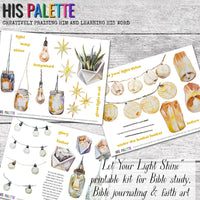Let Your Light Shine printable kit for mixed-media, Bible journaling and faith art