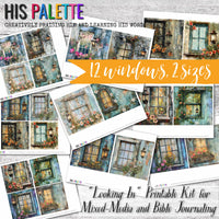 Looking In printable kit for mixed-media, Bible journaling and faith art