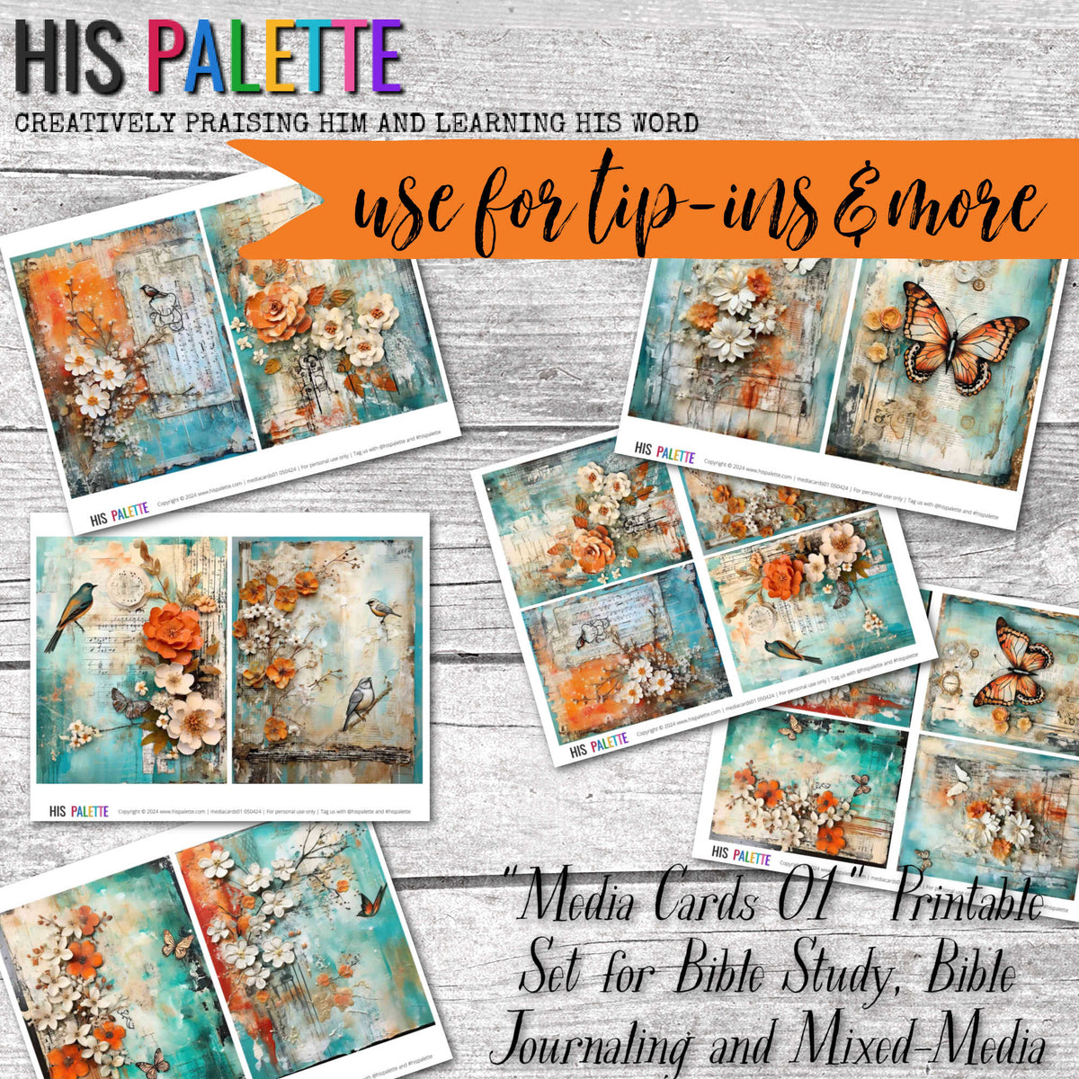 Media Cards 01 printable for mixed-media, Bible journaling and faith a ...