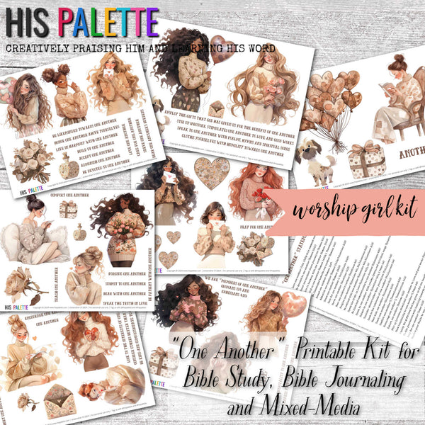 One Another printable kit for mixed-media, Bible journaling and faith ar