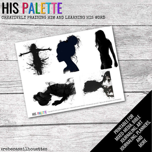 Rebeca's Silhoettes printable for mixed-media, Bible journaling and faith art