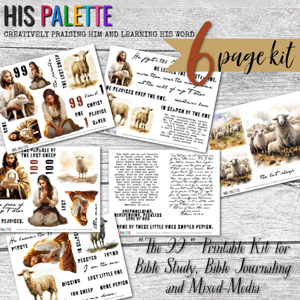 The 99 printable kit for mixed-media, Bible journaling and Bible study