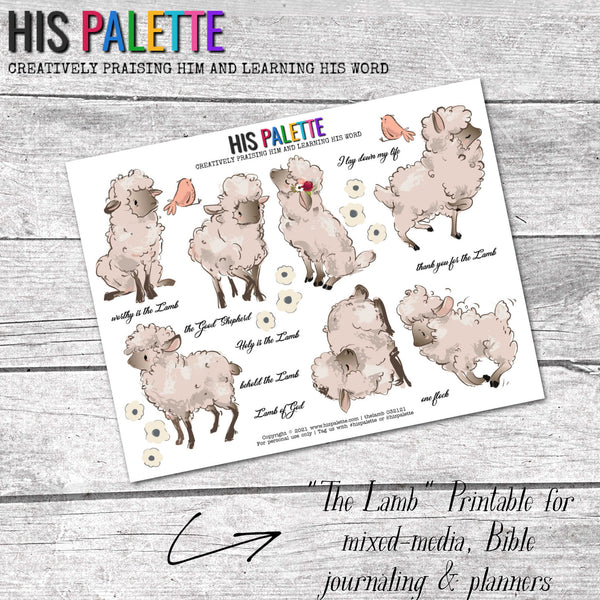 The Lamb printable for mixed-media, Bible journaling and planners