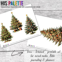 Trees - Trimmed printable for mixed-media, Bible journaling and faith art