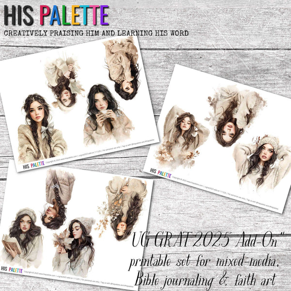 UC GRAT 2025 Add-On printable kit for mixed-media, Bible journaling and faith art