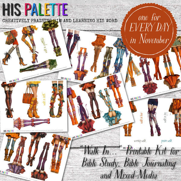 Walk in... printable kit for mixed-media, Bible journaling and faith art