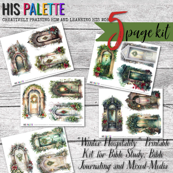 Winter Hospitality printable kit for mixed-media, Bible journaling and planners