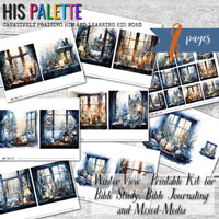 Winter View printable kit for mixed-media, Bible journaling and faith art