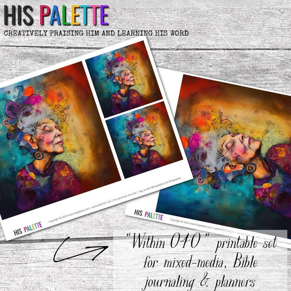 Within040 printable kit for mixed-media, Bible journaling and faith art