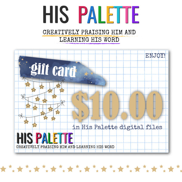 His Palette Gift Card $10.00