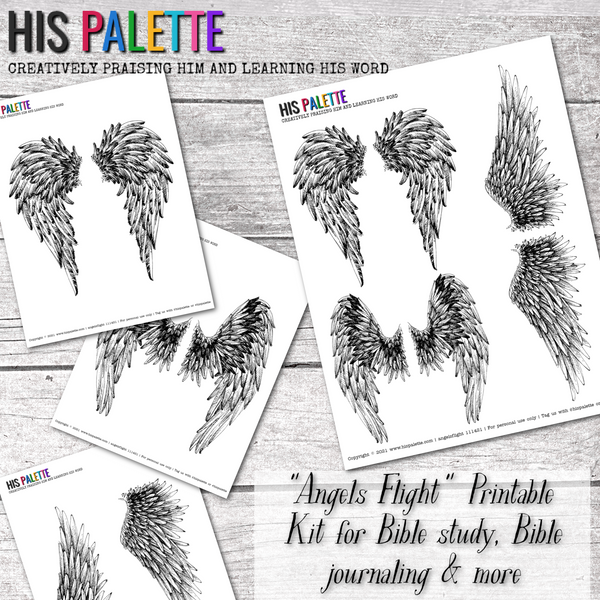 Angels Flight printable kit for mixed-media, Bible journaling and planners
