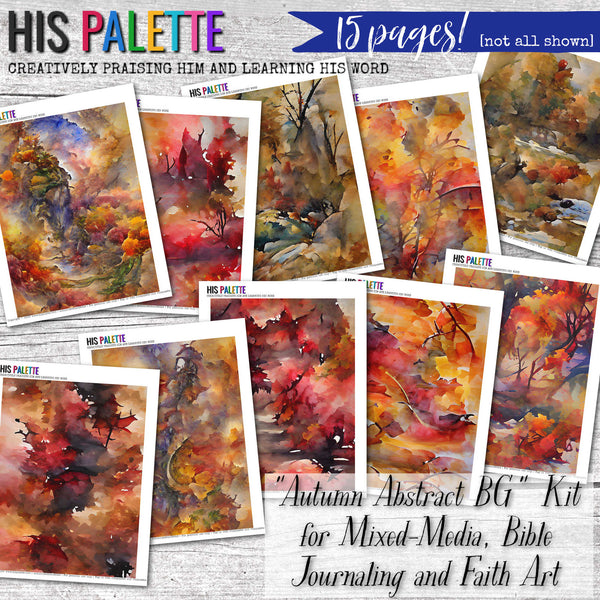 Autumn Abstract Background printable kit for mixed-media, Bible journaling and faith art