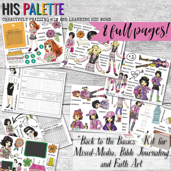 Back to the Basics printable kit for mixed-media, Bible journaling and faith art