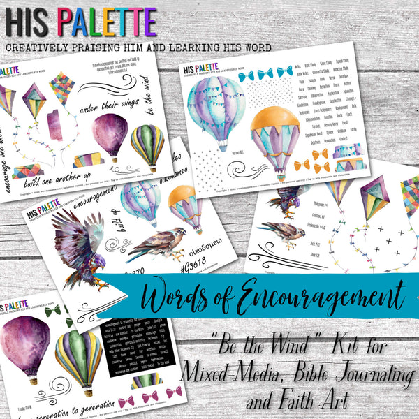 Be the Wind [Words of Encouragement series May 2022] printable kit for mixed-media, Bible journaling and more