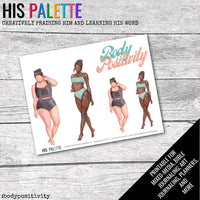Body Positivity printable for mixed-media, Bible journaling and faith art