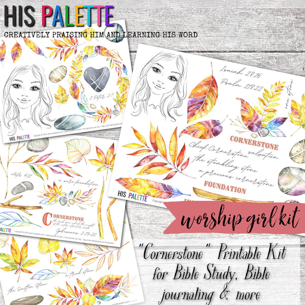 Cornerstone printable kit for mixed-media, Bible journaling and faith art