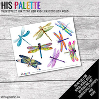 Dragonflies printable for mixed-media, Bible journaling and faith art