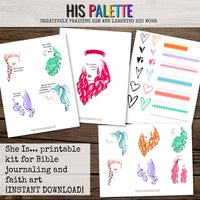 She Is... Printable Kit for Bible Journaling and Faith Art