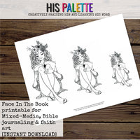 Face In The Book Printable for Mixed-Media, Bible Journaling and Faith Art
