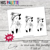 His Palette - "Sweet Like Honey" printable for mixed-media, Bible journaling and faith art