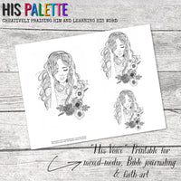 His Voice printable for mixed-media, Bible journaling and faith art