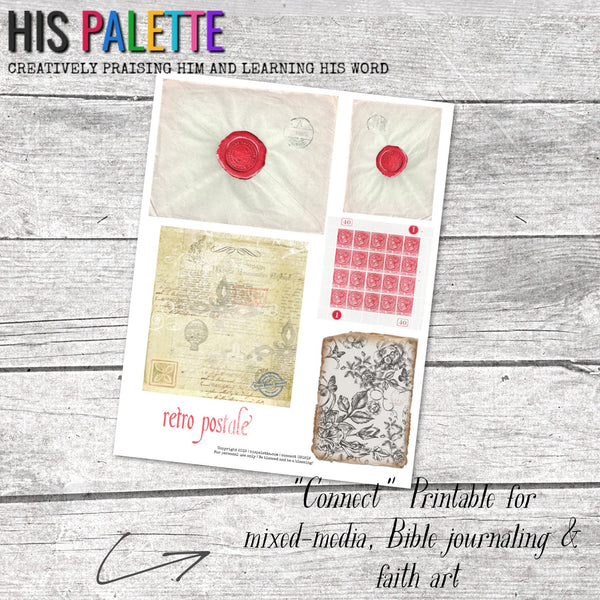 Connect printable for mixed-media, Bible journaling and faith art