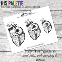 His Palette - "Vintage Heart" Printable for Mixed-Media, Bible Journaling and Faith Art