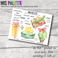 His Palette - "The Gift" Printable Kit for Mixed-Media, Bible Journaling and Faith Art