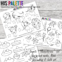 Angels - Monochrome Printable Kit for Mixed-Media, Bible Journaling and Faith Art