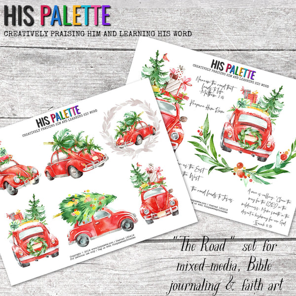 His Palette - "The Road" Printable Set for Mixed-Media, Bible Journaling and Faith Art