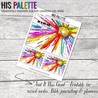 His Palette Exclusive - "And It Was Good" printable for mixed-media, Bible journaling and planners