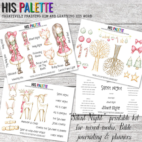 His Palette - "Silent Night" Printable Kit for Mixed-Media, Bible Journaling and Planners