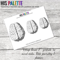 His Palette - "Vintage Brain 2" Printable for Mixed-Media, Bible Journaling and Faith Art